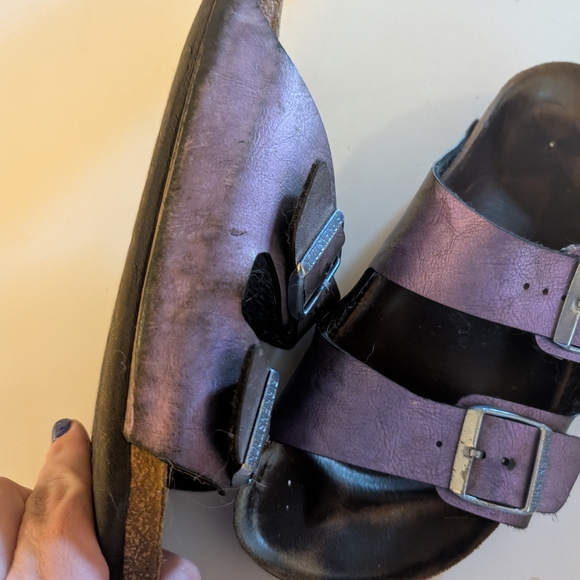 Birkenstock Arizona Metallic Purple Double Strap Sandals - Size 41 (10 In Women) - Picture 6 of 8